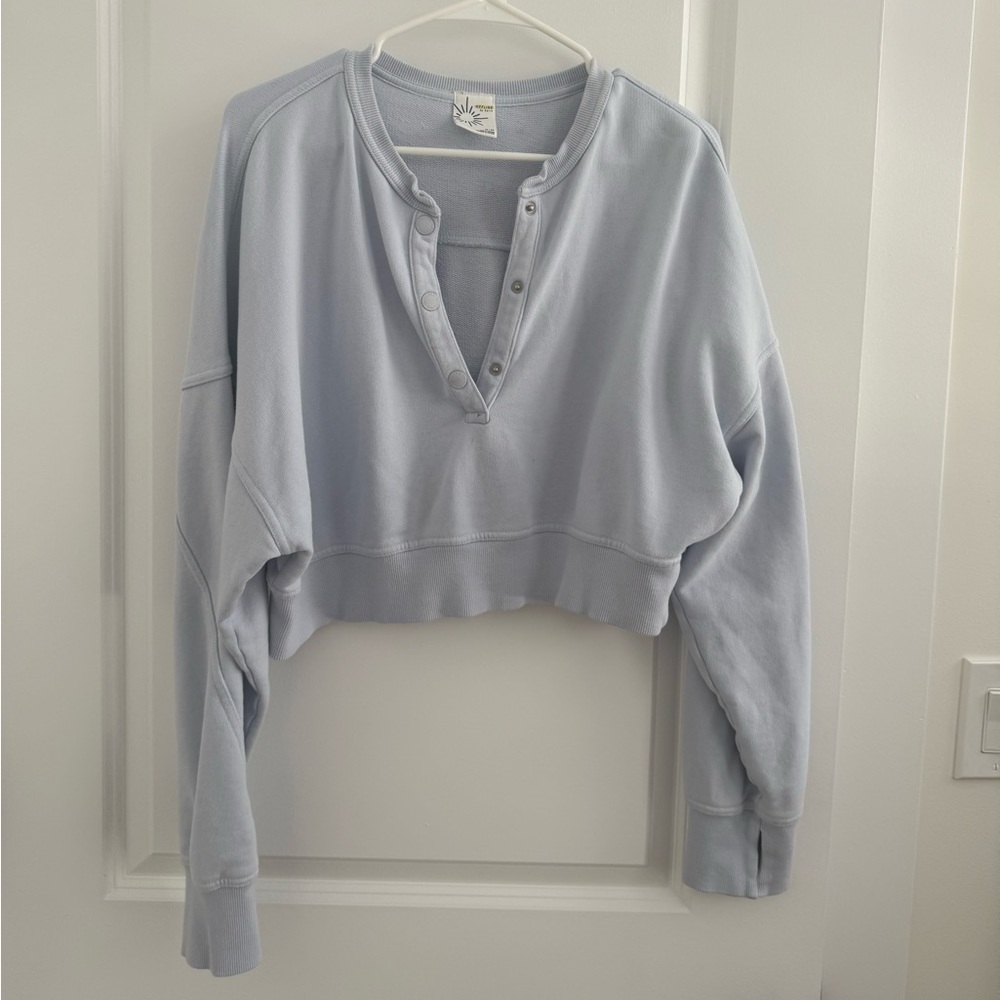 Aerie offline throwback snap crew neck sweatshirt